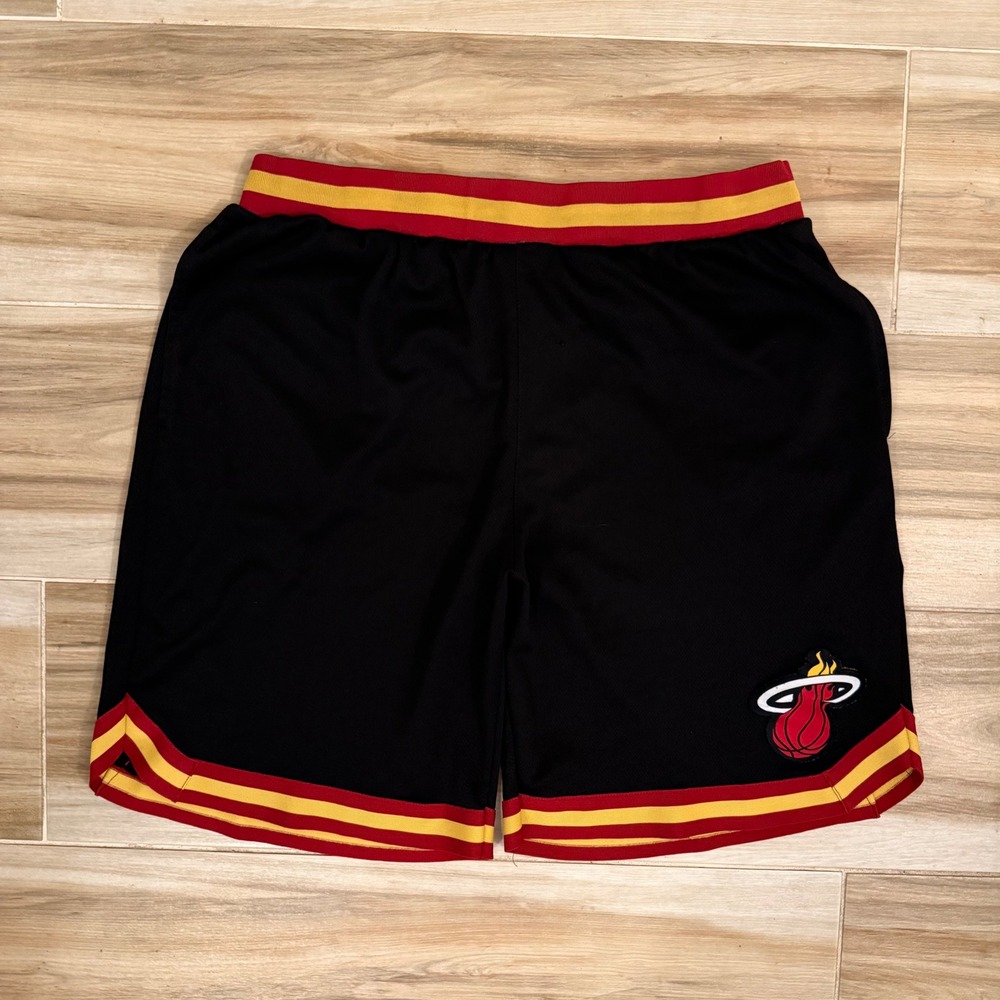 NBA Miami Heat Ultra Game Basketball Shorts Black Red Yellow Mens XXL